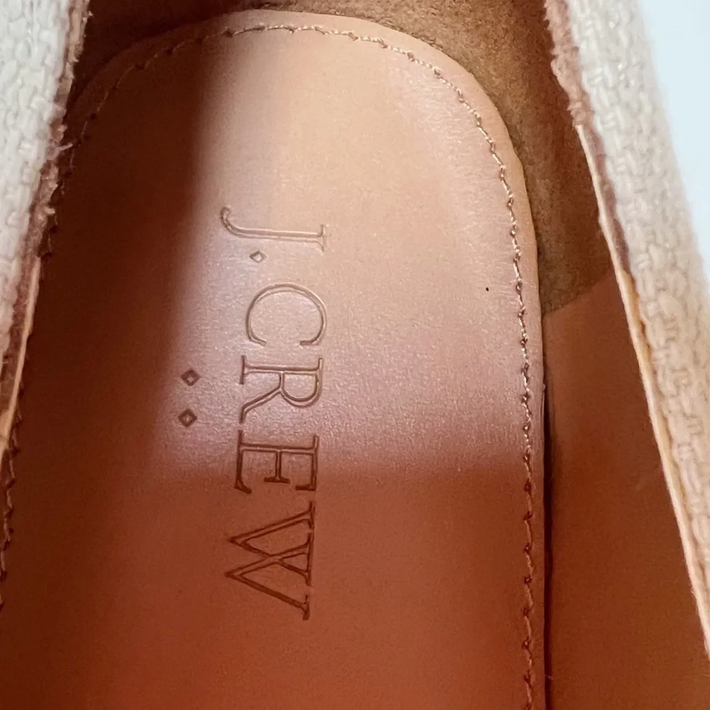 J Crew Factory Palm Tree Tropical Embroidered Slip-on Espadrilles Tan Canvas